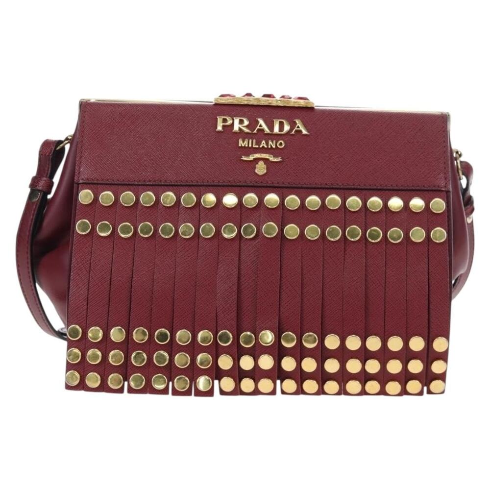 Prada Saffiano Galleria Shoulder Bag Burgundy
